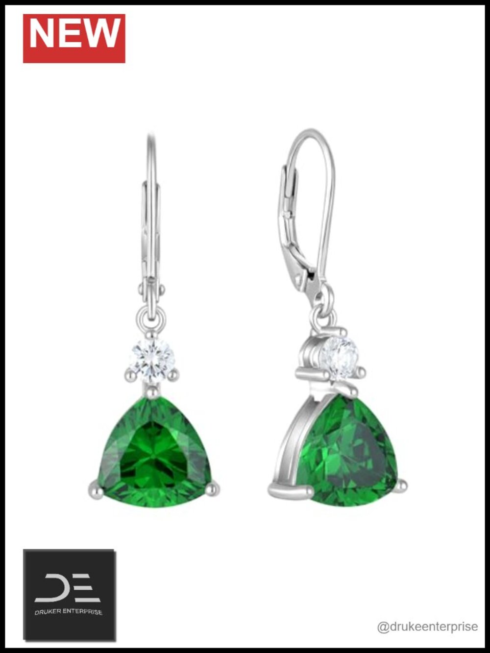 Sterling Silver Dangle Earrings Trillion Cut Birthstone Jewelry for Women -